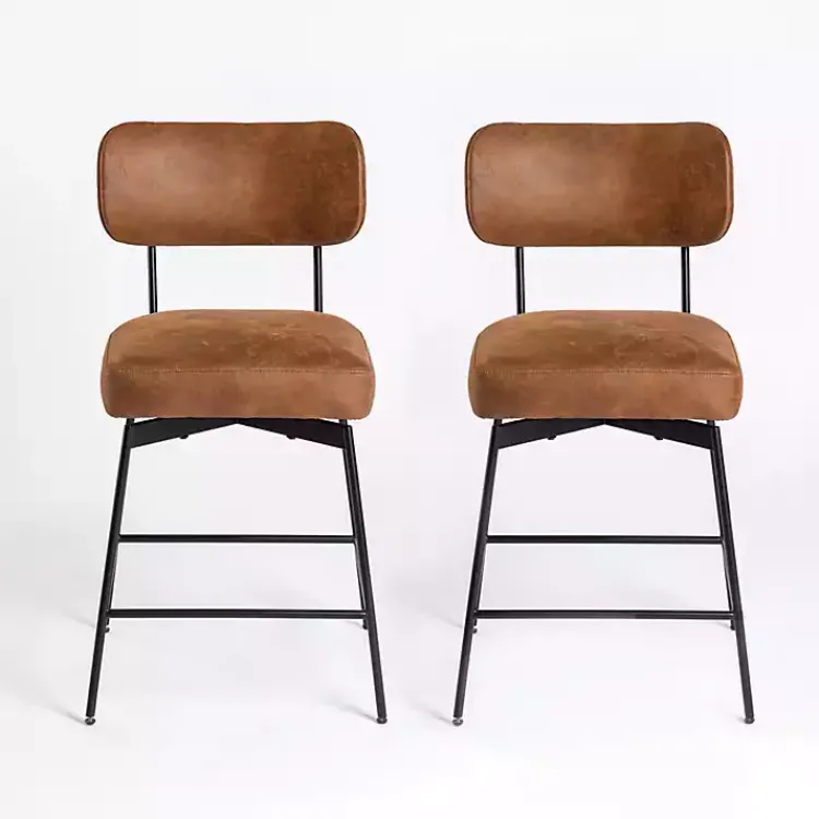 Bar Stools & Counter Height Stools-Kirklands Home Wyatt Swivel Counter Stools, Set of 2 Brown