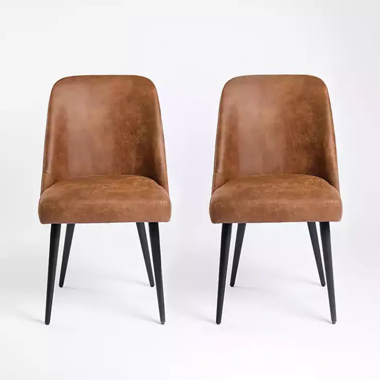 Dining Chairs-Kirklands Home Wyatt Faux Leather Dining Chairs, Set of 2 Brown