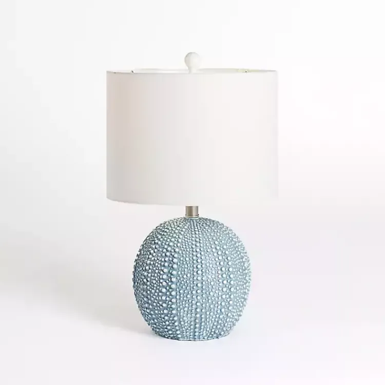 Table Lamps-Kirklands Home Sea Blue Round Textured Table Lamp White