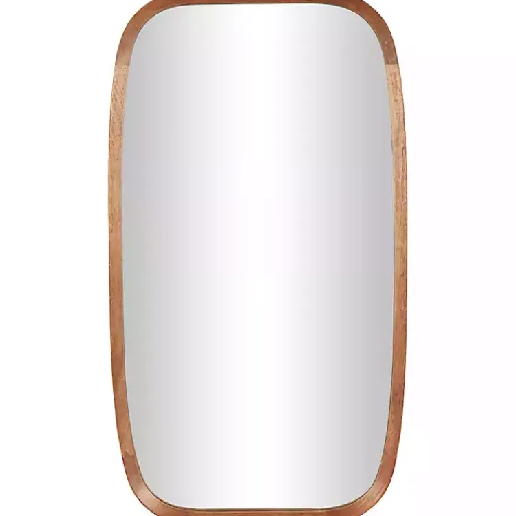 Decorative Mirrors-Kirklands Home Wood Rounded Edges Mirror Brown