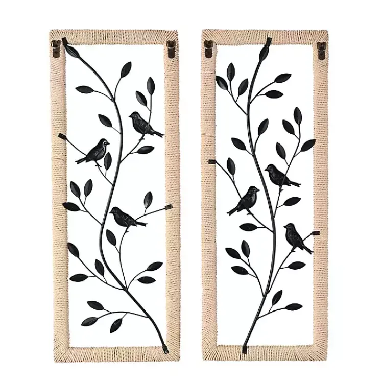 Wall Plaques-Kirklands Home Bronze Bird and Branch Wall Plaques, Set of 2