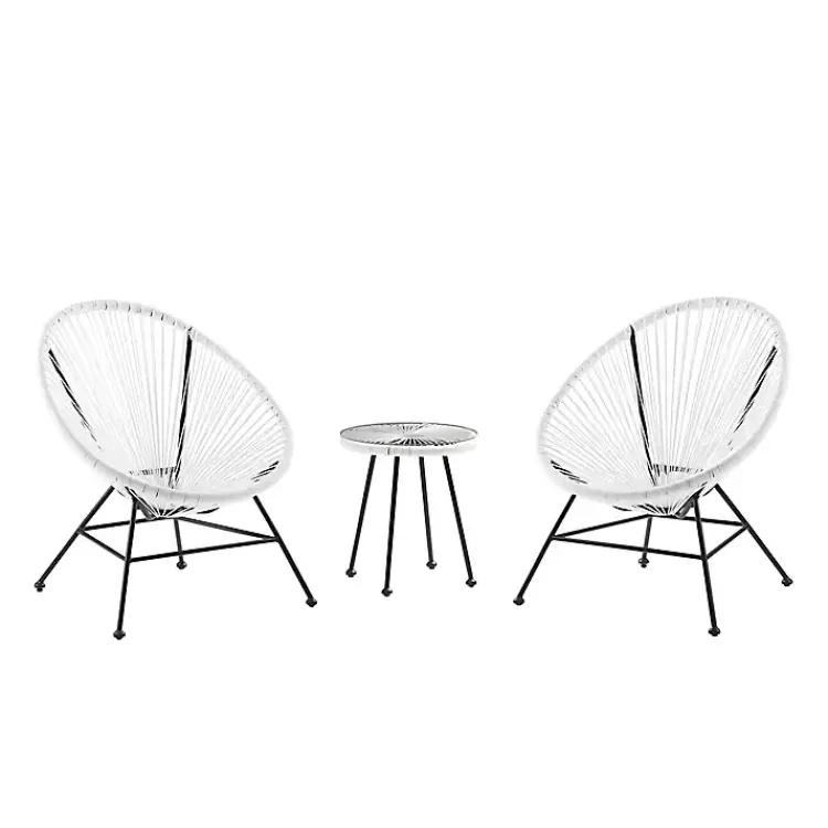Outdoor Sets-Kirklands Home Modern Wicker 3-pc. Outdoor Patio Set White