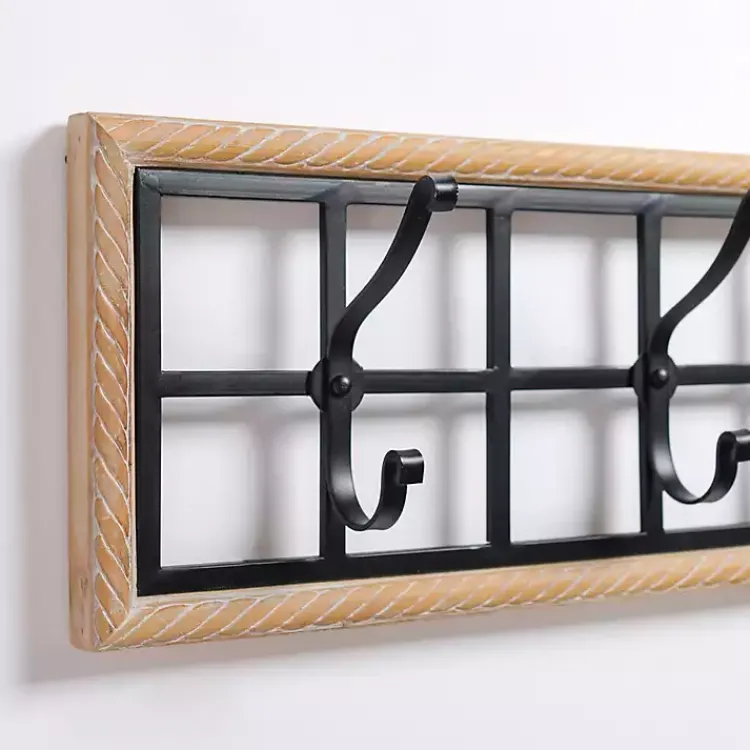 Hooks-Kirklands Home Wood and Metal Twisted Frame Hook Rack