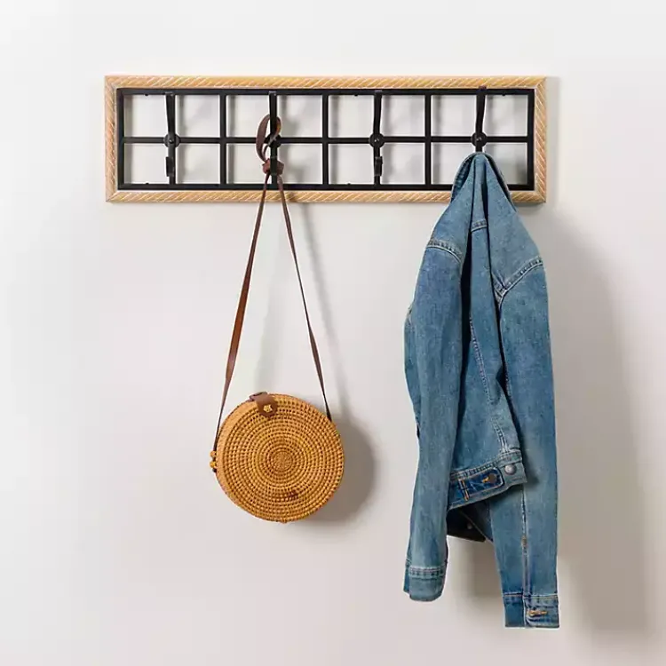 Hooks-Kirklands Home Wood and Metal Twisted Frame Hook Rack
