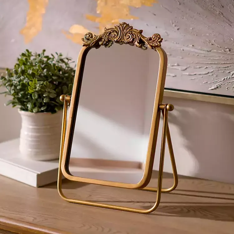 Decorative Mirrors-Kirklands Home Gold Bordeaux Scroll Tabletop Mirror
