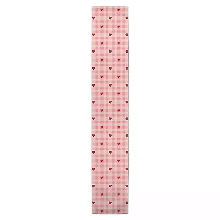Table Linens-Kirklands Home Pink Plaid Hearts Table Runner, 72 in.