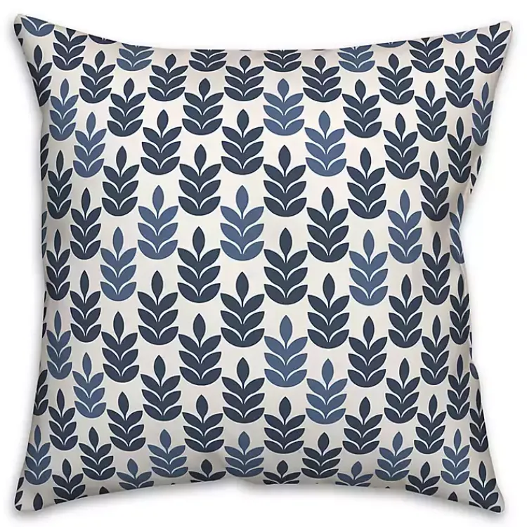 Outdoor Cushions & Pillows-Kirklands Home Navy & White Leaves Indoor/Outdoor Pillow