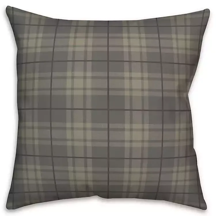 Outdoor Cushions & Pillows-Kirklands Home Dark Plaid Indoor/Outdoor Pillow Gray