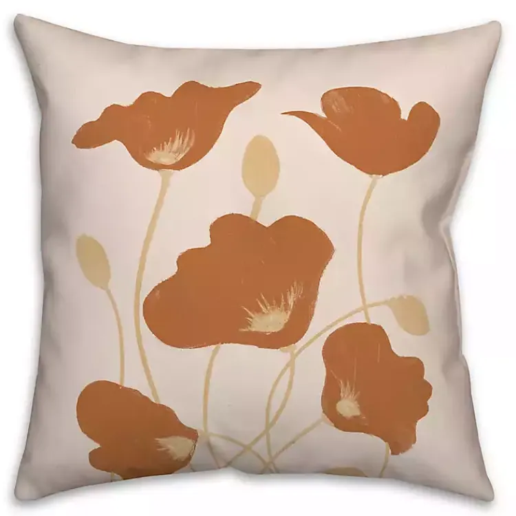 Outdoor Cushions & Pillows-Kirklands Home Orange Poppies Indoor/Outdoor Pillow