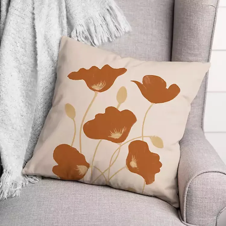 Outdoor Cushions & Pillows-Kirklands Home Orange Poppies Indoor/Outdoor Pillow