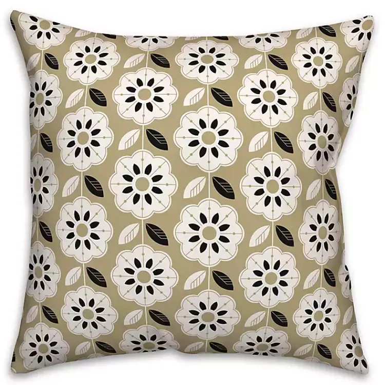 Outdoor Cushions & Pillows-Kirklands Home Gold Mod Flowers Indoor/Outdoor Pillow