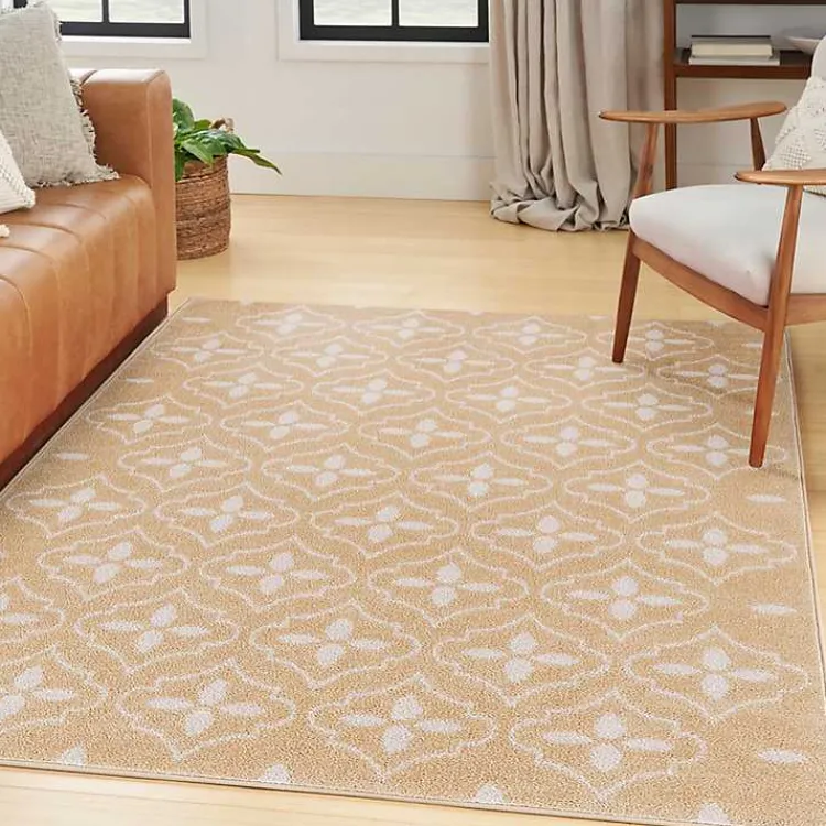 Area Rugs-Kirklands Home Beige & Ivory Quatrefoil Indoor/Outdoor Rug, 4x6