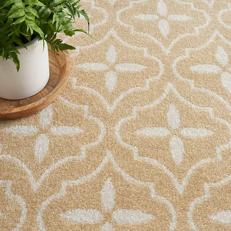 Area Rugs-Kirklands Home Beige & Ivory Quatrefoil Indoor/Outdoor Rug, 4x6
