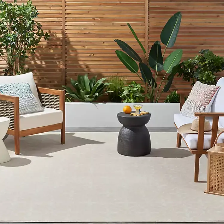 Area Rugs-Kirklands Home Beige & Ivory Quatrefoil Indoor/Outdoor Rug, 5x7