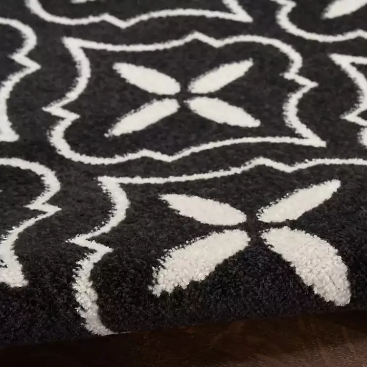 Area Rugs-Kirklands Home Black & Ivory Quatrefoil Indoor/Outdoor Rug, 8x10