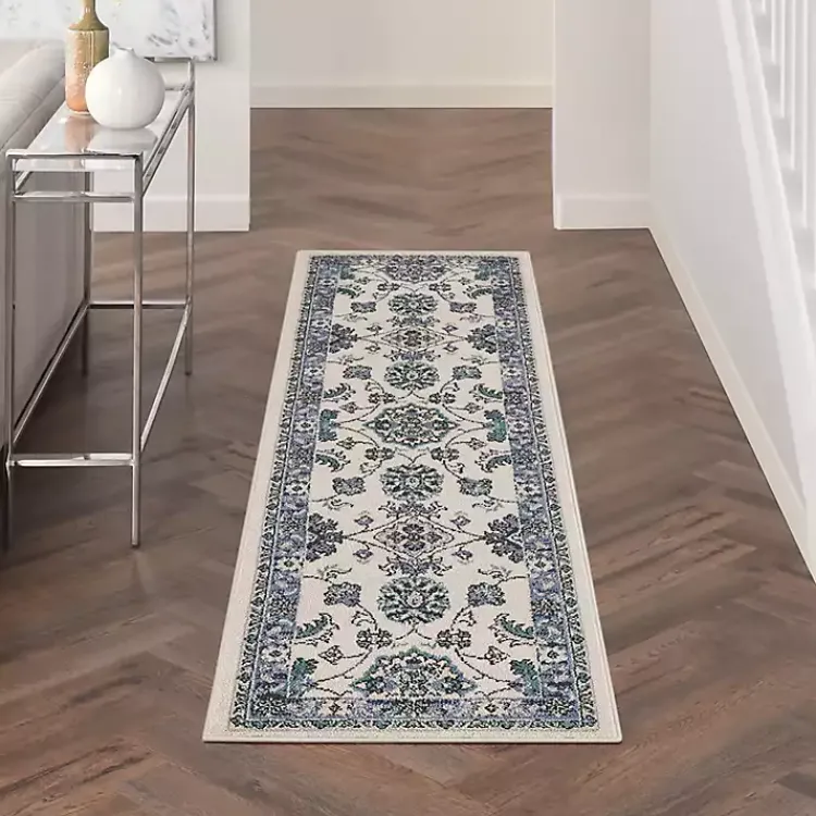 Area Rugs-Kirklands Home Blue Vintage Medallion Indoor/Outdoor Runner