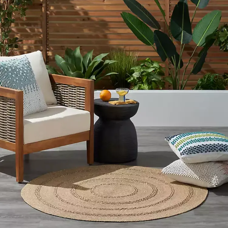 Area Rugs-Kirklands Home Natural Seagrass Indoor/Outdoor Area Rug, 3x3 Tan