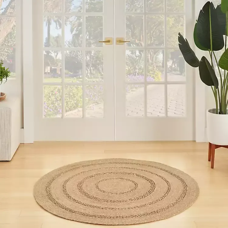 Area Rugs-Kirklands Home Natural Seagrass Indoor/Outdoor Area Rug, 3x3 Tan