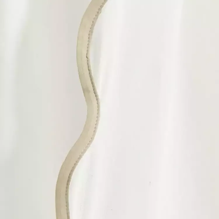 Curtains & Drapes-Kirklands Home White and Tan Scalloped Curtain Panel Set, 84 in.