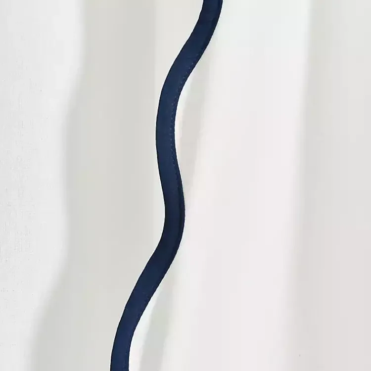 Curtains & Drapes-Kirklands Home White and Navy Scalloped Curtain Panel Set, 84 in.