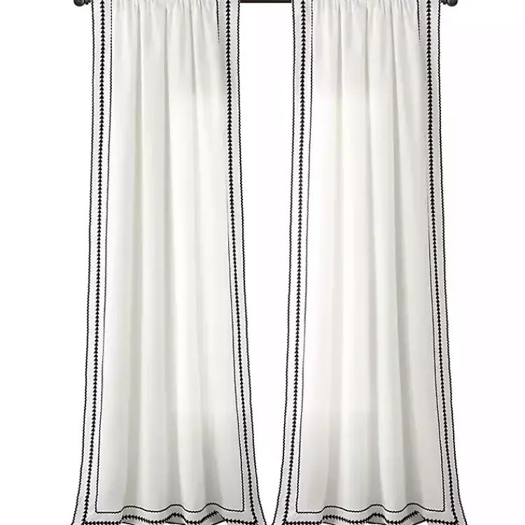 Curtains & Drapes-Kirklands Home Embroidered Ric Rac Curtain Panel, 84 in. White