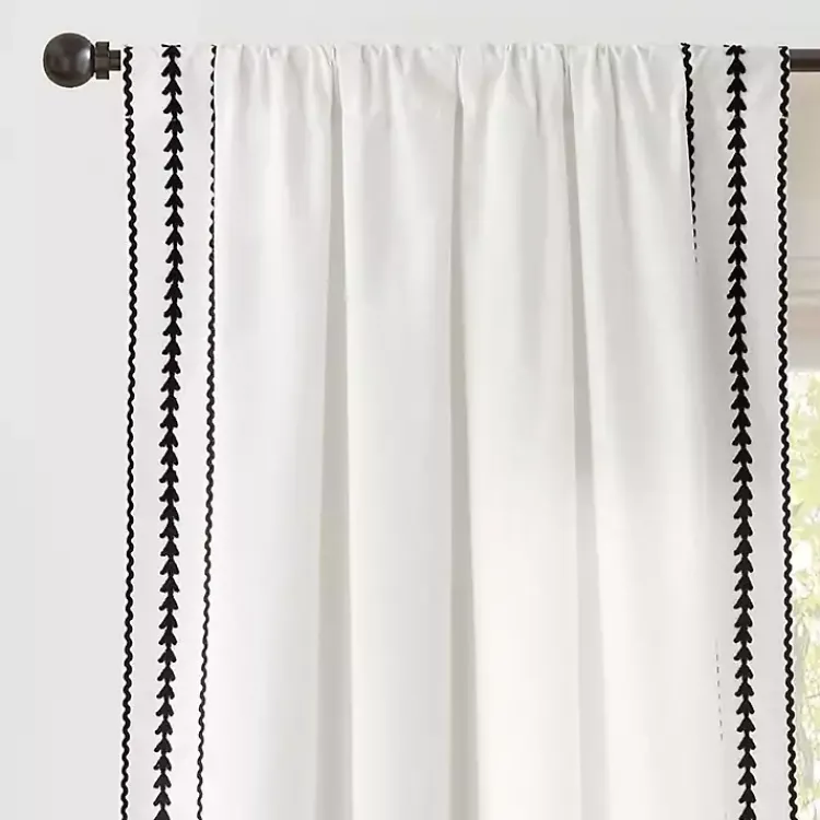 Curtains & Drapes-Kirklands Home Embroidered Ric Rac Curtain Panel, 84 in. White