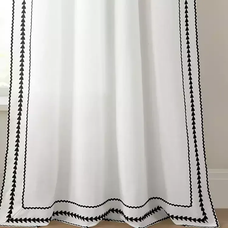 Curtains & Drapes-Kirklands Home Embroidered Ric Rac Curtain Panel, 84 in. White