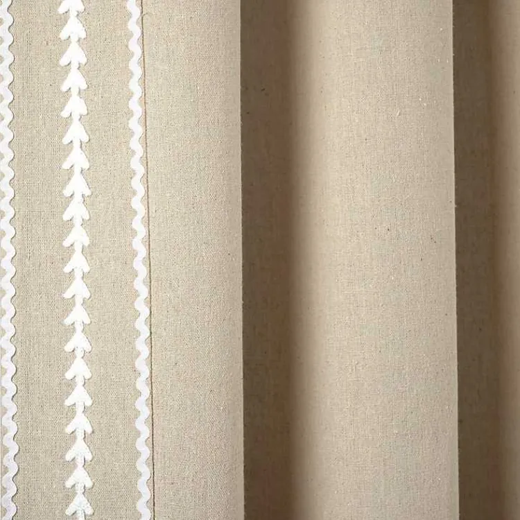Curtains & Drapes-Kirklands Home Embroidered Ric Rac Curtain Panel, 84 in. Tan
