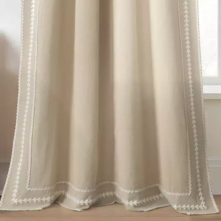 Curtains & Drapes-Kirklands Home Embroidered Ric Rac Curtain Panel, 84 in. Tan