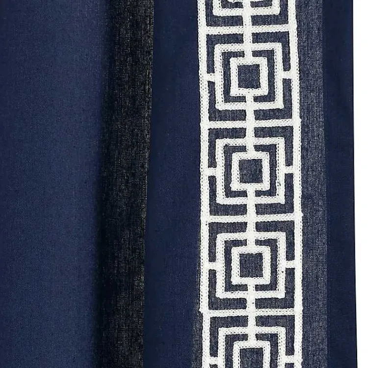Curtains & Drapes-Kirklands Home Navy Modern Square Border Curtain Panel, 84 in. Blue