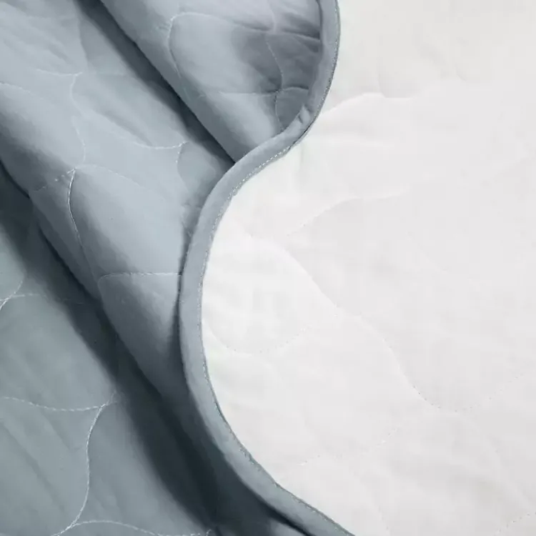 Quilts-Kirklands Home White and Blue Scallop 3-pc. King Quilt Set