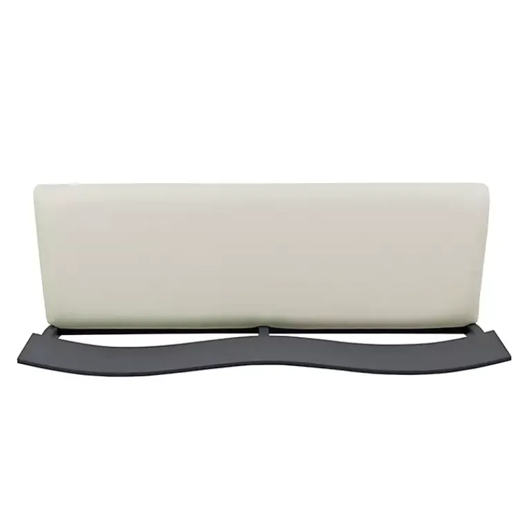 Benches & Ottomans-Kirklands Home Black Wood Cream Upholstered Bench White