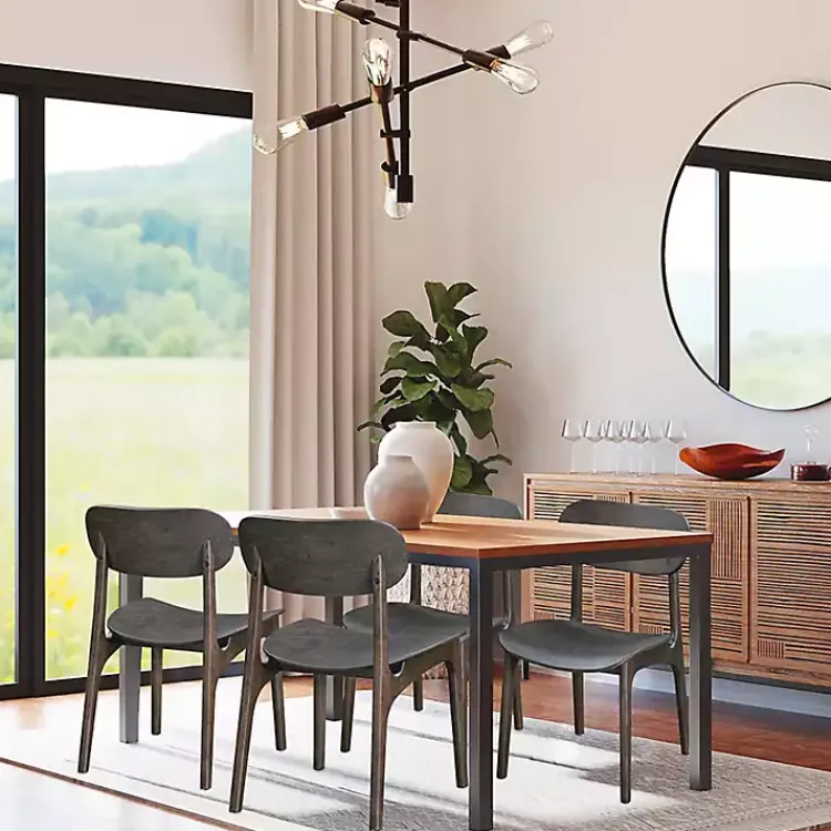 Dining Chairs-Kirklands Home Dark Mid-Century Modern Chairs, Set of 2 Brown