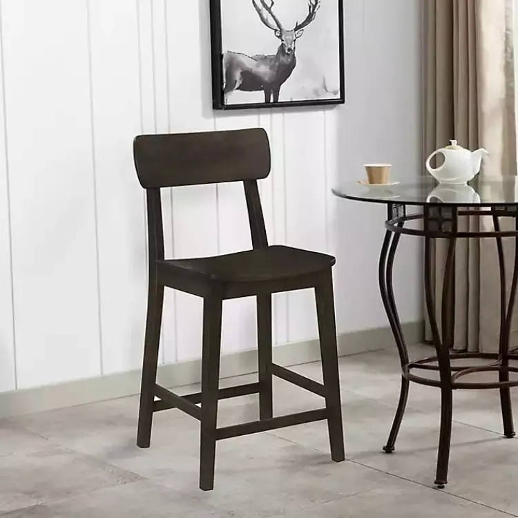 Bar Stools & Counter Height Stools-Kirklands Home Dark Wood Open Back Counter Stool Brown