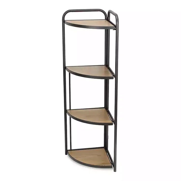 Bookshelves-Kirklands Home Black 4-Tier Foldable Corner Shelf