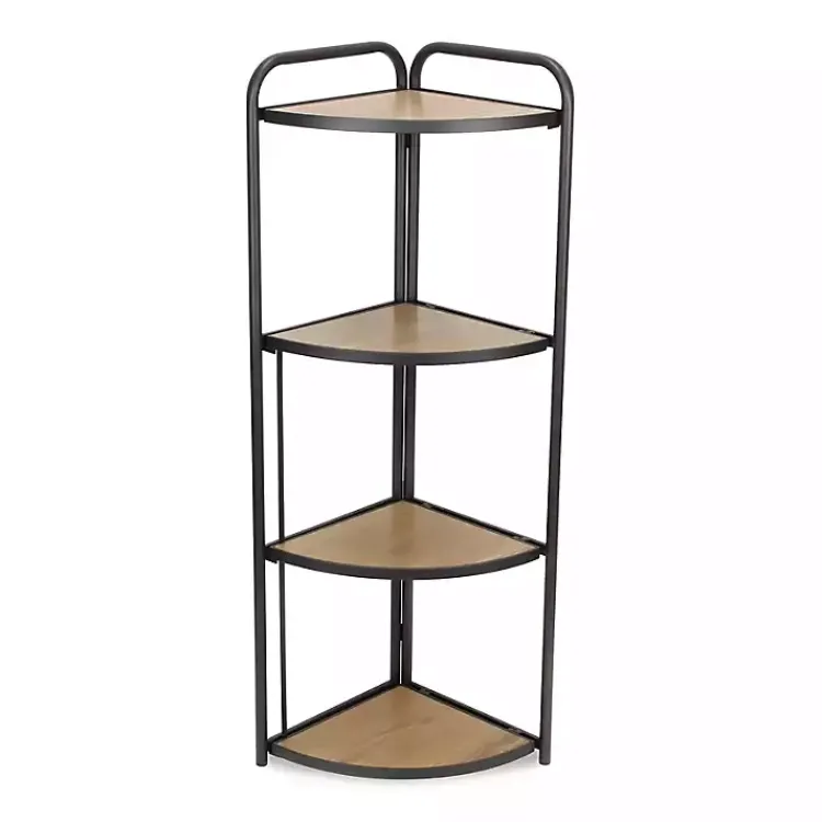 Bookshelves-Kirklands Home Black 4-Tier Foldable Corner Shelf