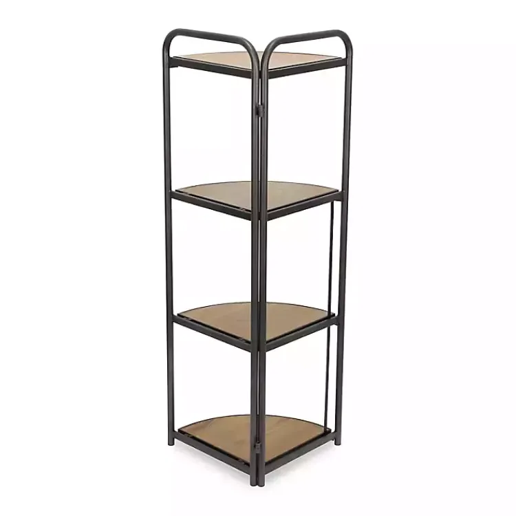 Bookshelves-Kirklands Home Black 4-Tier Foldable Corner Shelf