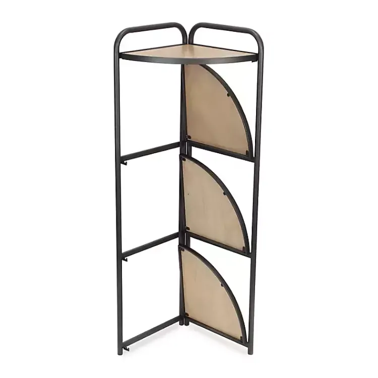 Bookshelves-Kirklands Home Black 4-Tier Foldable Corner Shelf