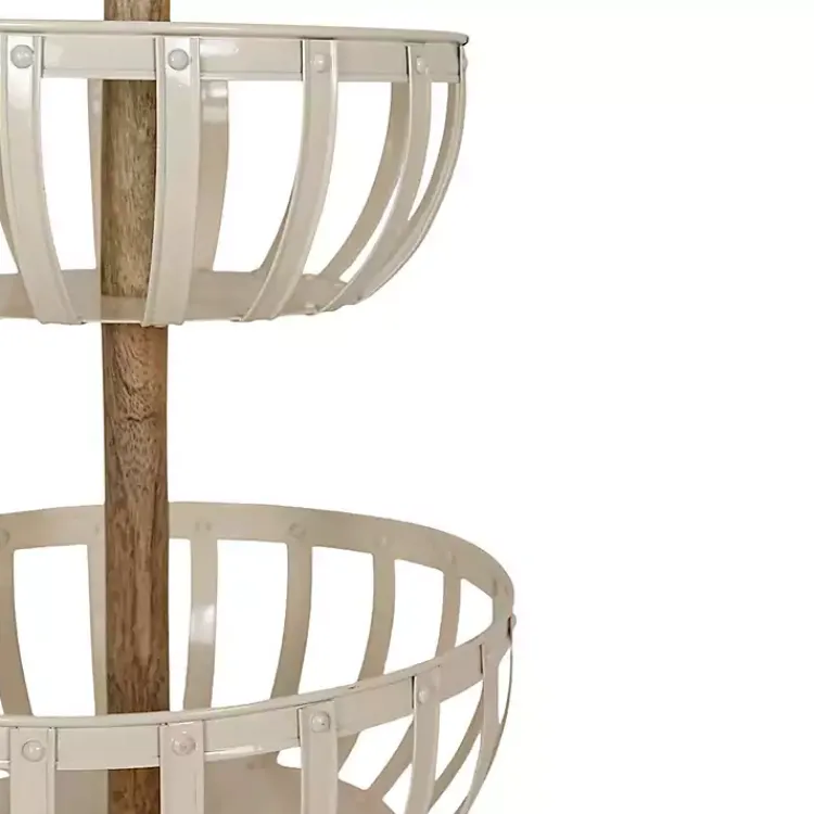 Kitchen Storage-Kirklands Home Metal 2-Tier Kitchen Basket White