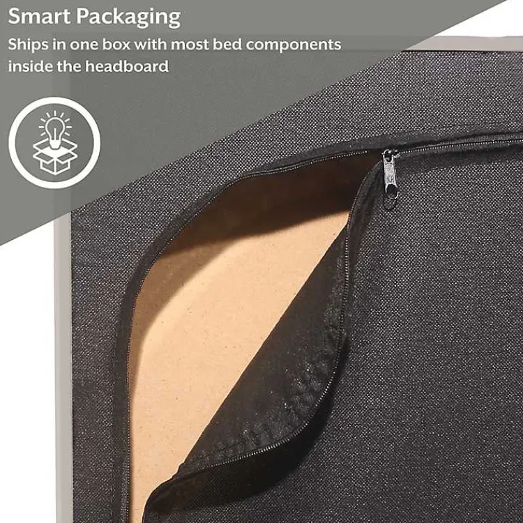 Beds & Headboards-Kirklands Home Fog Upholstered Nailhead Trim Queen Bed Gray