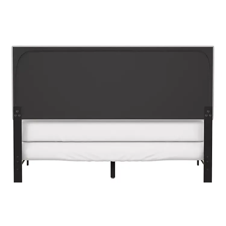 Beds & Headboards-Kirklands Home Fog Upholstered Nailhead Trim Queen Bed Gray