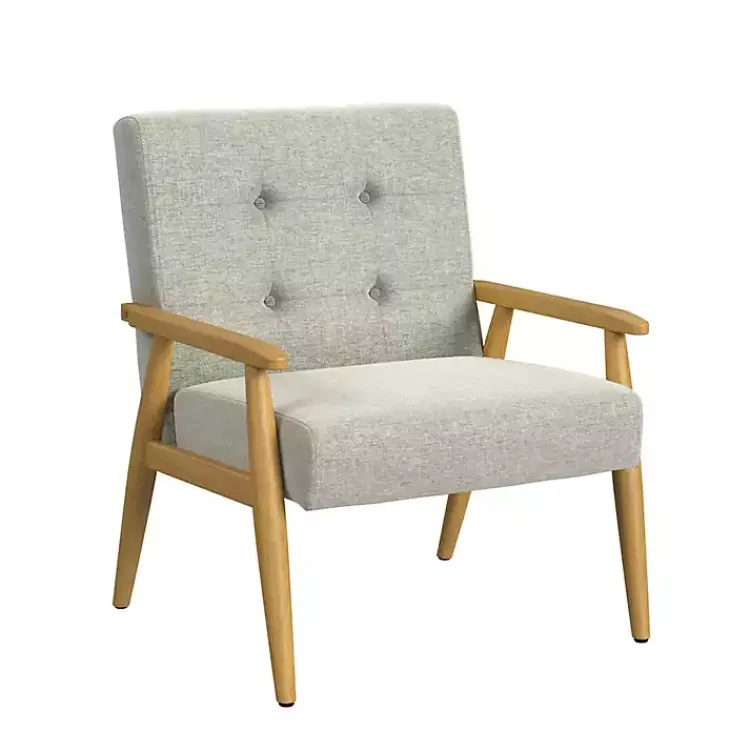 Accent Chairs-Kirklands Home Light Button Tufted Accent Chair Gray