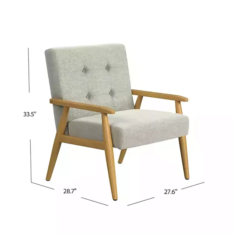 Accent Chairs-Kirklands Home Light Button Tufted Accent Chair Gray