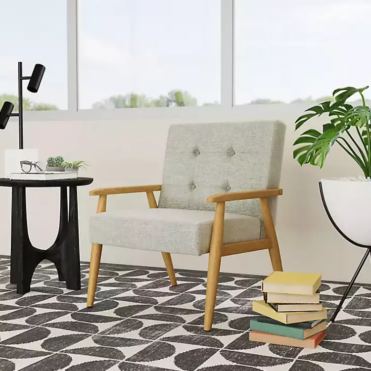 Accent Chairs-Kirklands Home Light Button Tufted Accent Chair Gray