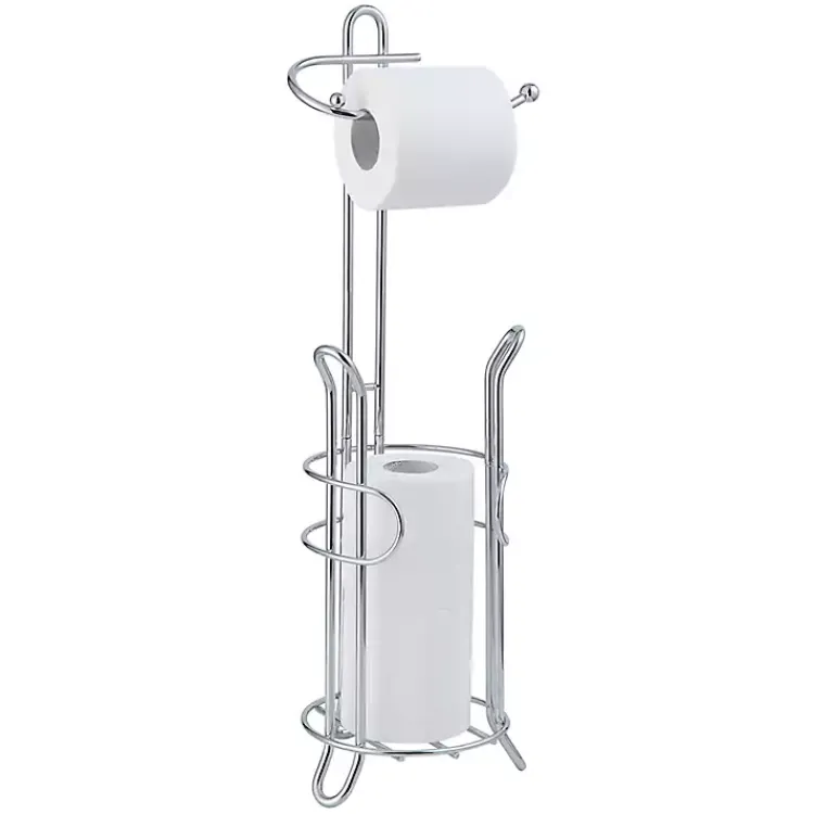 Bathroom Accessories-Kirklands Home Toilet Paper Storage Stand Silver