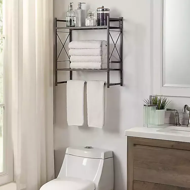 Bathroom Accessories-Kirklands Home Bronze 2-Tier Utility Shelf Brown