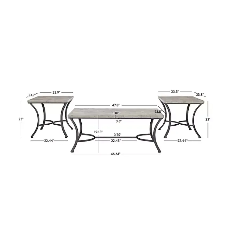 Coffee Tables-Kirklands Home Faux Concrete 3-pc. Coffee & Side Table Set Tan