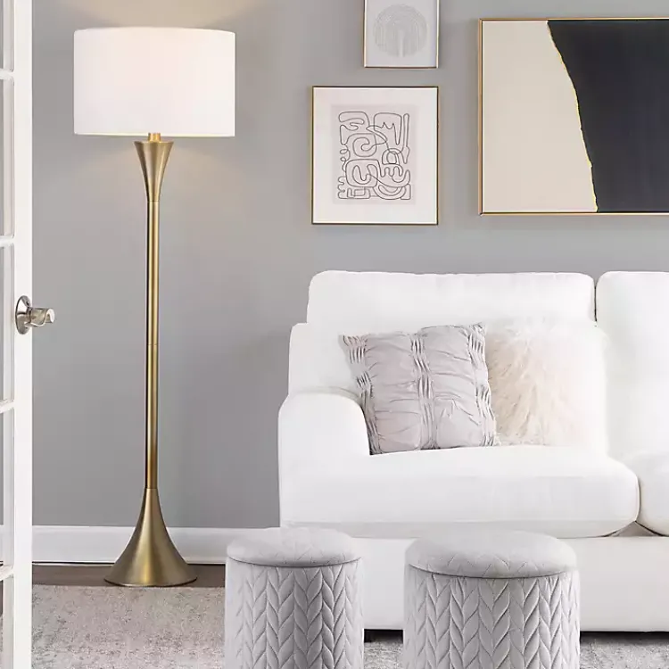 Floor Lamps-Kirklands Home Metal Hourglass Floor Lamp Gold