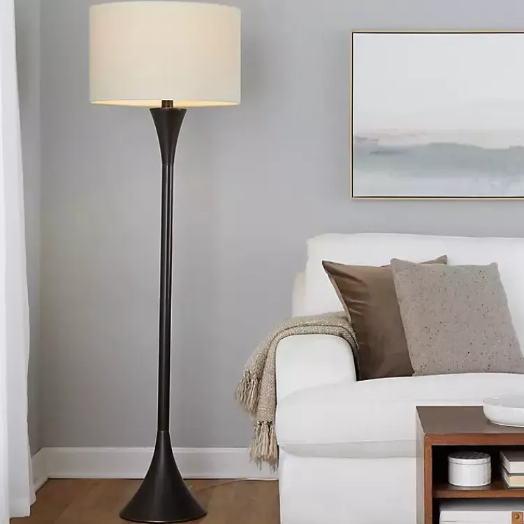 Floor Lamps-Kirklands Home Bronze Metal Hourglass Floor Lamp Brown