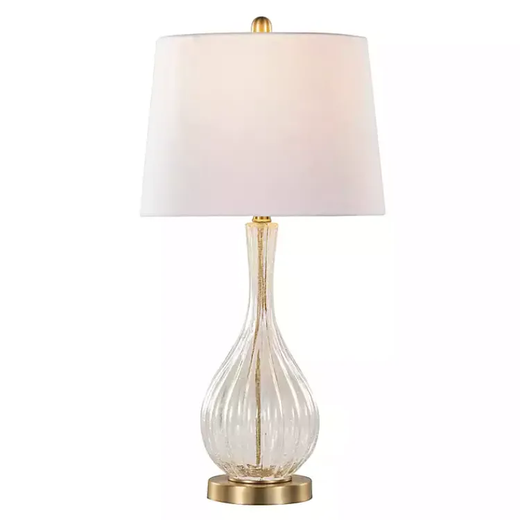 Table Lamps-Kirklands Home Crackle Glass Penny Table Lamps, Set of 2 Clear